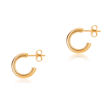 Gold Slim Hoop Stud Earrings